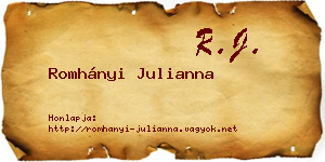 Romhányi Julianna névjegykártya